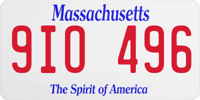 MA license plate 9IO496