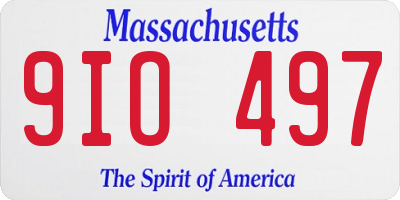 MA license plate 9IO497