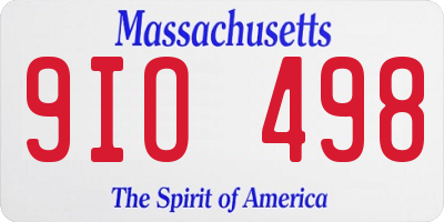 MA license plate 9IO498