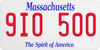 MA license plate 9IO500