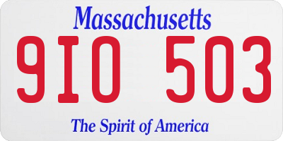 MA license plate 9IO503