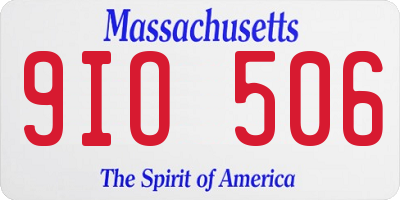 MA license plate 9IO506