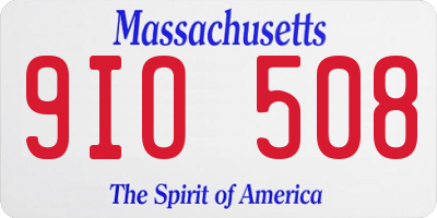 MA license plate 9IO508