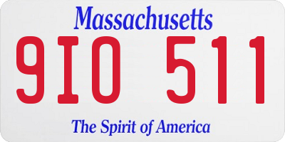 MA license plate 9IO511