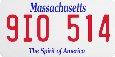 MA license plate 9IO514