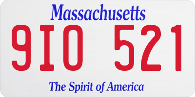 MA license plate 9IO521