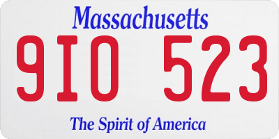 MA license plate 9IO523