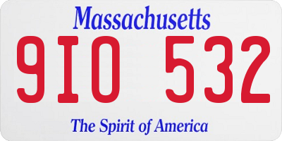 MA license plate 9IO532