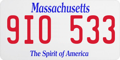 MA license plate 9IO533