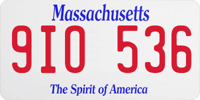 MA license plate 9IO536