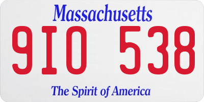 MA license plate 9IO538