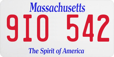 MA license plate 9IO542