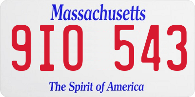 MA license plate 9IO543