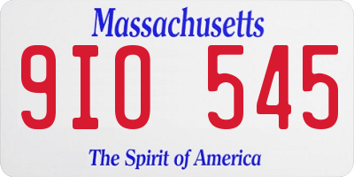 MA license plate 9IO545