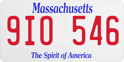 MA license plate 9IO546
