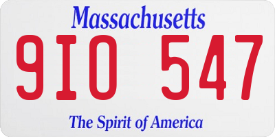 MA license plate 9IO547