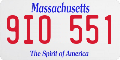MA license plate 9IO551