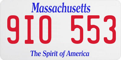 MA license plate 9IO553