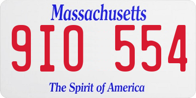 MA license plate 9IO554