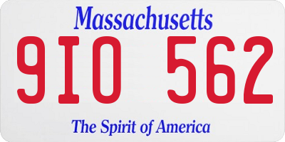 MA license plate 9IO562