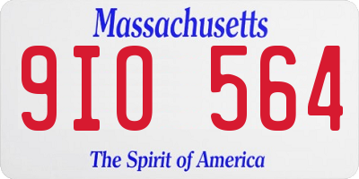MA license plate 9IO564