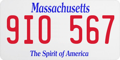 MA license plate 9IO567