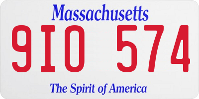 MA license plate 9IO574