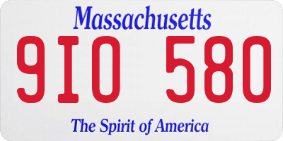MA license plate 9IO580