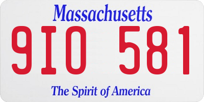 MA license plate 9IO581