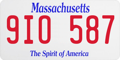 MA license plate 9IO587
