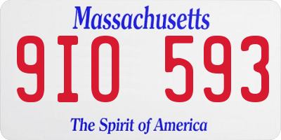 MA license plate 9IO593