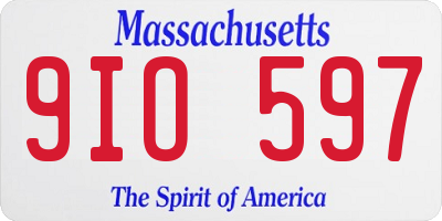 MA license plate 9IO597