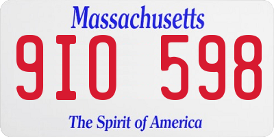 MA license plate 9IO598