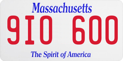 MA license plate 9IO600