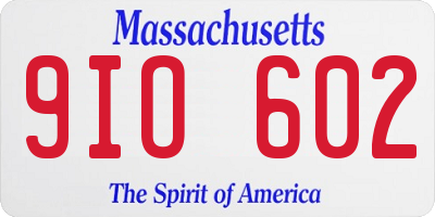 MA license plate 9IO602