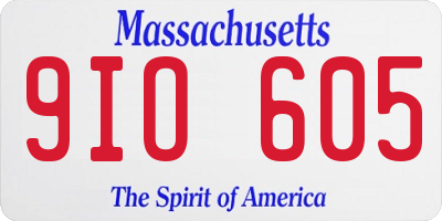MA license plate 9IO605