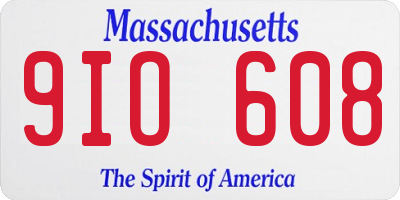 MA license plate 9IO608