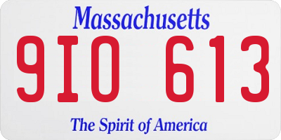 MA license plate 9IO613