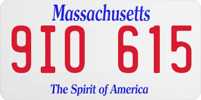 MA license plate 9IO615