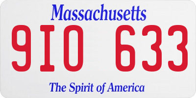 MA license plate 9IO633
