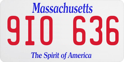 MA license plate 9IO636