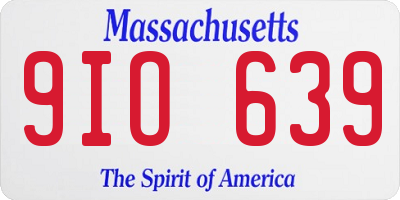 MA license plate 9IO639
