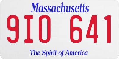 MA license plate 9IO641