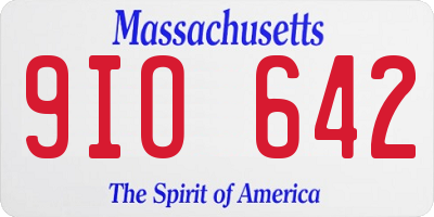 MA license plate 9IO642