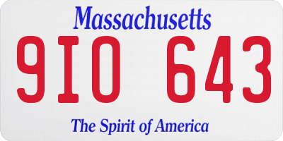 MA license plate 9IO643