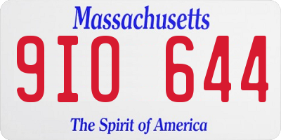 MA license plate 9IO644