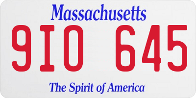 MA license plate 9IO645