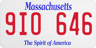 MA license plate 9IO646