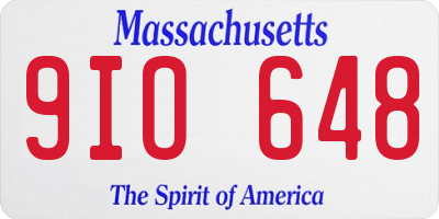 MA license plate 9IO648