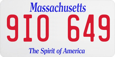 MA license plate 9IO649